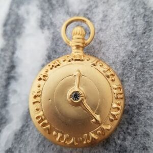 Vintage Pocket Watch Shaped Brooch, Gold Tone, Signed AAI